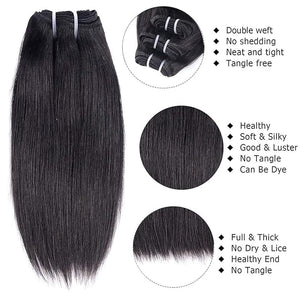 Liang Dian Straight Bundles with closure human hair 16 16 18 18 +16 Inch Human Hair Bundles with Closure HD Lace100% Unprocessed 12A Brazilian Virgin Quick Weave Hair Natural Color