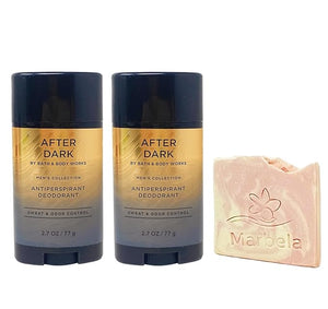 Bath &amp Body Works Men's Collection After Dark 2 Pack Antiperspirant Deodorant Bundle with a Himalayan Salts Spring Sample Soap