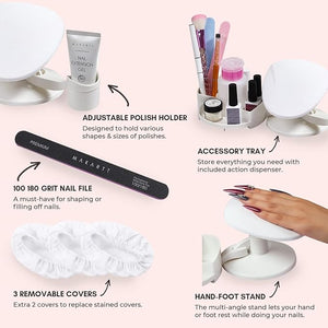 Makartt Nail Stand Hand Rest for Nails Manicure Supplies with Multi Angle &amp Polish Trays Foot Station Supply for Salon Home DIY