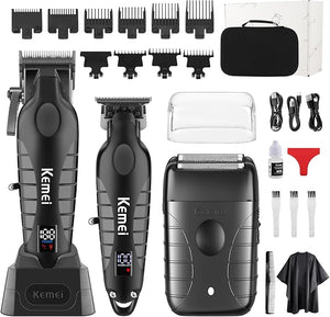 KEMEI Professional Hair Clippers for Men Cordless Barber Clippers Set and Trimmers Kit Rechargeable Electric Foil Shaver &amp Beard Trimmer Men's Facial Grooming Hair Cutting Tools Gifts for Men