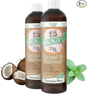 Dr. Ginger¡¯s Coconut Oil Pulling Alcohol Free Mouthwash - Mint Flavor, 14 fl oz, 2pcs - Fluoride Free, All-Natural, with Xylitol