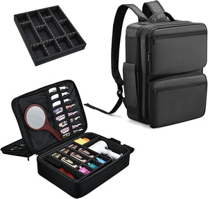 Barber Bag with Detachable Tray 16.8-in Travel Backpack for Clippers and Supplies Large Capacity Hairdresser Bag with Adjustable Dividers for Hair Cutting Tools