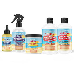 Locsanity Kids Shea Mango &amp Black Castor Oil Loccare/Haircare Bundle (Loose Natural Bundle)