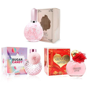 Perfume Set for Women - 3PCS Floral Long Lating Fragrance with Jasmine Rose &amp Lily of the Valley | 3.4 Fl Oz Each Women Cologne Gift Set (Catch love/Sugar candy/Beauty rose)