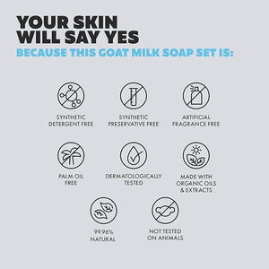 Goat Milk Soap Bars - Set of 8 Pieces | Made in Greece | All Natural Organic Goats Milk Soap Bars - Nourishing Ideal for Sensitive Skin - Perfect for Kids Men and Women of All Ages