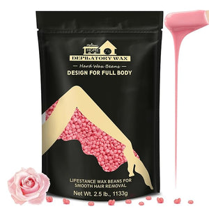 Lifestance Wax Beans Hair Removal Kit Rose Pink 2.5lb with 30 Applicators for Eyebrow Face Underarm Bikini Waxing Women Men Sensitive Skin