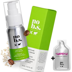 No Bad Stuff - Caffeine Eye Cream with Pure Hyaluronic Acid &amp; Plant Based Squalane Oil, Under Eye Cream for Dark Circles &amp; Puffiness, Gluten Free, Vegan, Travel Size, 0.5 FL Oz