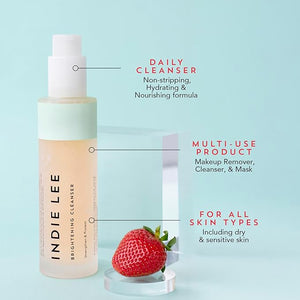 Indie Lee Brightening Facial Cleanser - Daily Hydrating Cleanser, Makeup Remover &amp; Exfoliating Face Mask to Brighten, Firm &amp; Protect Dry Skin - Clean, Gentle Face Wash (4.2oz)