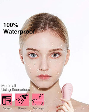 N?graCoola CLIE Facial Cleansing Brush, Waterproof and Rechargeable Electric Face Scrubber for Men &amp; Women, Exfoliating, Massaging, and Cleansing - Pink