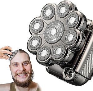 9D Electric Head Shaver 5 in 1 Men Grooming Kit IPX 7 Waterproof Cordless Rechargeable Electric Razor for Bald Men