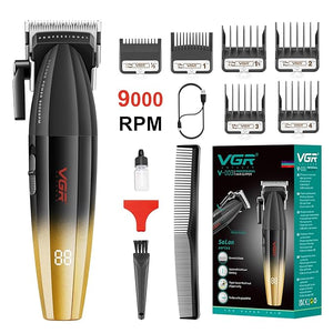 VGR 003 Fresh Fade Hair Clipper Professional Hair Trimmer Cord/Cordless Rechargeable Hair Cutting Tools with LED Display 9000 RPM Barber Clippers Gold