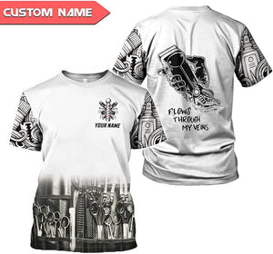 Personalized Barber Shop Shirt 3D Barber Shirts Hairdresser Haircutting Hairstylist Custom Salon Barber Tshirt Pole Scissors