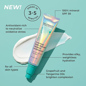 Urban Skin Rx¢ç Pro Strength Sheerglow Even Tone Daily Defense Mineral Moisturizer &amp; Broad-Spectrum Sunscreen SPF 30, Weightless Hydration, Brightens Complexion, Prevents Signs of Aging, 2.25 FL Oz