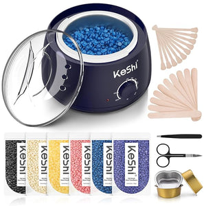 KeShi Waxing Kit Painless Hair Removal Wax Warmer with 6 Bags Hard WaxBeans for Full Body Legs Face Eyebrows &amp Bikini? Ideal for Both Women &amp Men(Navy Blue)