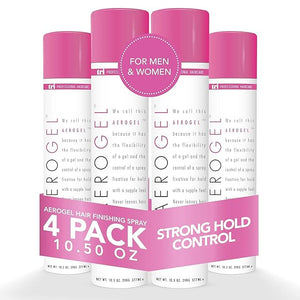TRIDESIGN Aerogel Hairspray - Strong Hold Hair Finishing Spray for Volumizing &amp Control Flexible Styling for All Hair Types Non-Sticky and Scented - For Women and Men - Pack of 4 (10.5 Oz)