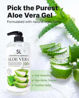 CUTIE MANGO Aloe Vera Soothing Gel 1000ml (35.27oz) | Quick Hydration &amp; Moisturizing | Natural Aloe Vera | Face Hair Body After Shave Korean Daily Skincare All Skin Types Family Size (Made in Kore