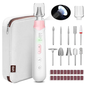 Electric Nail File Drill Cordless 2000 mAh Rechargeable Nail Filer Electric Portable Nail Dril Machine Drill for Nails Acrylic Manicure and Thick Toenails Buffer Grinder Care Professional (Pink)