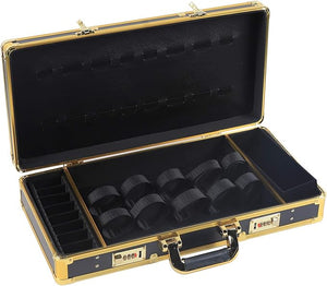 Barber Case with Code Lock Black+Gold Barber Travel Carrying Organizer Case Professional Barber Travel Carry Case Clipper Bag for Salon Hair Cutting Tool Kit