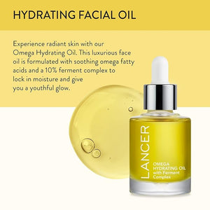 Lancer Skincare Omega Hydrating Oil with Ferment Complex Daily Facial-Oil Moisturizer Serum with Turmeric 1 Fluid Ounce