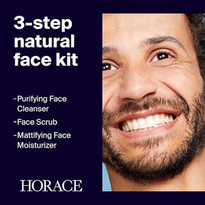 HORACE Gift Set with Purifying Face Cleanser, Gentle Face Scrub, and Mattifying Face Moisturizer - Skincare Set for Cleansing and Hydrating