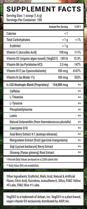 Gamer Supps GG¢ç Energy - Guacamole Gamer Fart 9000 by TheRussianBadger (100 Servings) - Keto Friendly Gaming Energy and Nootropic Blend Sugar Free + Organic Caffeine + Vitamins Powder Drink
