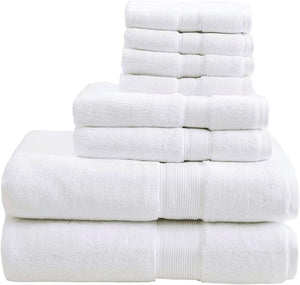 Madison Park 800GSM Bathroom Towel Set of 8 100% Cotton Bath Towel Set for Bathroom Luxurious Highly Absorbent 2 Bath Towels 2 Hand Towels 4 Washcloths Quick Dry Spa Quality White