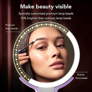 LitBear Travel Makeup Mirror with Light Rechargeable Double-Sided 10X/1X Magnifying Mirror Portable Lighted Beauty Mirror 3 Color Lighting Dimmable Touch Screen Tabletop Handhold Hanging (Purple)