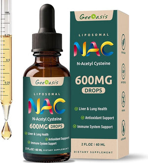 Liposomal Liquid NAC Supplement N-Acetyl Cysteine Drops N Acetyl Cysteine 600 mg with Quercetin &amp Zinc for Adults &amp Kids Liver &amp Lung Support Antioxidant Immune &amp Skin Health 2 Fl