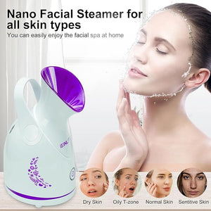 Nano Ionic Facial Steamer KINLITO Facial Steamer with Warm Mist Portable Face Humidifier for Deep Cleaning Unclog Pores with Blackhead Remover Aromatherapy Kit for Personal Home SPA (Purple)