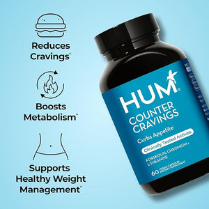 HUM Counter Cravings Chromium Supplements with L Theanine, Seaweed Extract &amp; Forskolin to Help Support Appetite, Cravings, and Routines, Gluten Free, Caffeine Free Formula, 60 Vegan Capsules