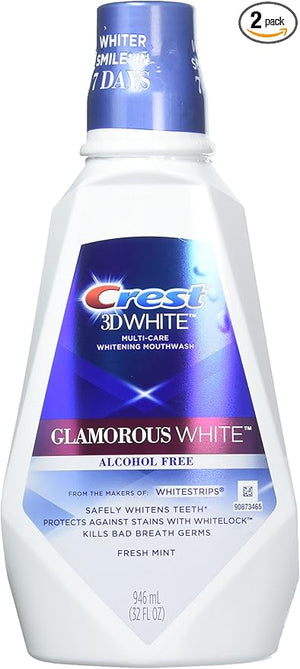 Crest 3D White Multi-Care Whitening Rinse, Glamorous White, Fresh Mint, 32 Fl Oz (Pack of 2)