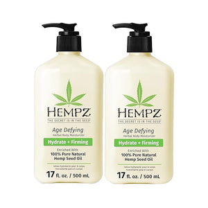 Hempz Age Defying Body Moisturizer 17 Fl Oz 2 Pack Bundle - Daily Herbal Moisturizer Shea Butter Anti-Aging - Body Lotion Hemp Extract Lotion - Skin Care Products 100% Pure Organic Hemp Seed Oil