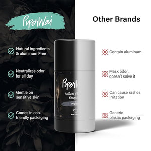 PiperWai Natural Deodorant w/Activated Charcoal | Odor Protection, Vegan, Aluminum Free, Shark Tank Product for Women &amp; Men | Great for Travel, &amp; Gifts | 2.6 oz (75g) Original Scented Stick 2-