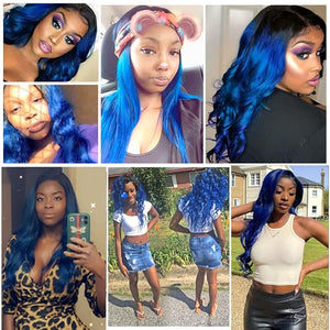 Ombre Body Wave Bundles Human Hair Blue Bundle Human Hair Blue Body Wave Bundle 20 22 24 Inch 3 Bundles