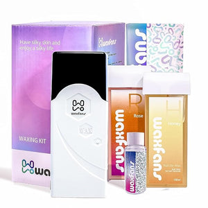 Waxfans Roll on Wax Kit, Hair Removal Waxing Kit, Wax Roller for Larger Areas of the Body, Home Waxing Kit for Women and Men, Sensitive Skin Friendly (Black)