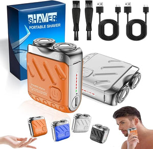 Electric Foil Shaver for Men Mini Electric Explosive Shaver Portable Rotary Dual Ring Electric Shaver Small USB Rechargeable Waterproof Razor for Men Easy Cleaning for Home &amp Travel (Mixed5)