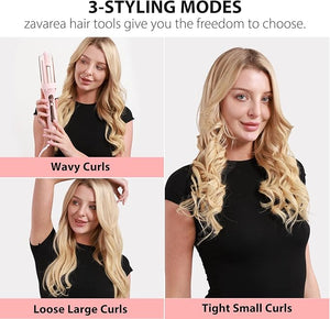 Zavarea Automatic Rotating Curling Iron for Long Hair - 1 Inch Curling Wand for Beach Waves &amp Loose Curls Easy Hair Curler for Beginners Anti-Scald &amp Frizz-Free Dual Voltage for Travel