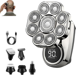 Pro Head 9.0 Shaver IPX7 Waterproof 6-in-1 Grooming Kit for Men Smart LED Display 9D Floating Blade Heads for Beard Hair Nose Hair Body Hair