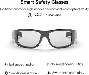 Lucyd Armor Smart Safety Glasses TR90 Frame Light Adaptive Lenses Open Ear Speakers &amp Microphone - ANSI Z87.1