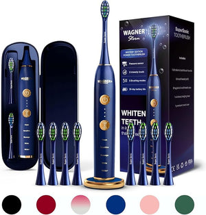 Wagner Stern WHITEN+ Edition. Whitening Electric Toothbrush with Pressure Sensor. Offers 5 Brushing Modes 3 intensities 8 Soft Brush Heads and a Luxury Travel case.