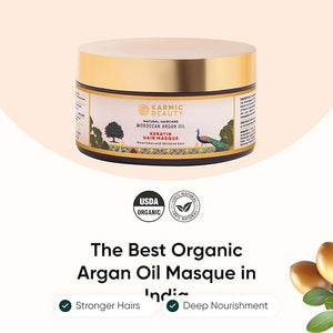100% Organic Moroccan Argan Oil &amp; Natural Keratin Masque | For Dry, Damaged &amp; Color Treated Hair | Cold Prerssed Oils for Deep Nourishment | Sulfates, Parabens &amp; Cruelty Free | 7 oz