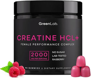 Creatine HCL+ 2000mg Female Performance Complex ? Sugar-Free Vegan Raspberry Flavor ? Chewable Gummies for Women 90 Count