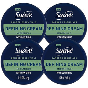 Suave+ Defining Cream for Men¡¯s Hair Styling 4-Pack ? Medium Hold Low Shine Barber Essentials 1.75 Oz Ea