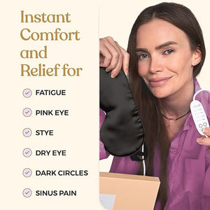 Heated Eye Mask for Dry Eye Relief - Stye Treatment Warm Compress for Sinus Electric Warming Patch With Moist Heat - Black