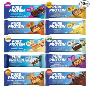 Pure Protein Bars Variety Pack | 10 flavors | High Protein Nutritious Snacks to Support Energy Low Sugar Gluten free. (Bundled for you by Mix it up)