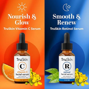 TruSkin Face Serum Duo ? Vitamin C &amp Retinol Serum for Face ? Anti-Aging Skin Care Gift Set for Women ? Helps Improve Appearance of Fine Lines &amp Wrinkles for Smoother Looking Skin 1 Fl Oz 2