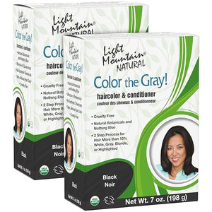 Light Mountain Henna Hair Color &amp Conditioner Color the Gray - Black Hair Dye for Men/Women Chemical-Free Semi-Permanent Hair Color for White Gray and Blonde Hair 7 Oz (Pack of 2)