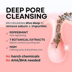 MPC Bubble Pore Cleanser Korean Face Wash Gentle Deep Pore Facial Cleanser with Caviar Blackhead Makeup Remover Pore Minimizer Hydrating Exfoliator Oily Dry Skin 10.1 fl oz