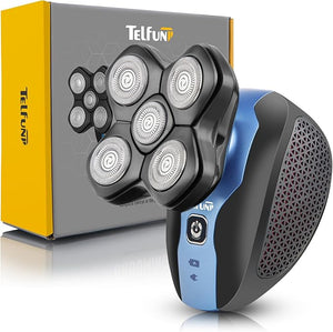 Telfun Magnetic Head Shavers for Bald Men, Cordless 5-in-1 Electric Razor for Fast Shaving- IPX7 Waterproof Wet/Dry Mens Grooming Kit - Easy Use Palm Shaver for a Smooth Bald Shave