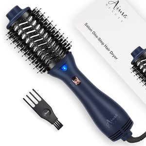 One Step Hair Dryer &amp Volumizing Brush Aima Beauty Hair Styling Tool - Ceramic Straightener Curler Hot Air Styler &amp Ionic Salon Brush Prussian Blue